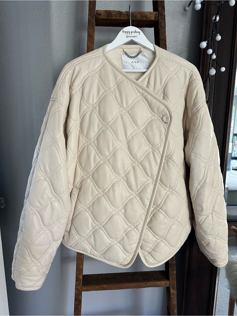 A.L.C. Quilted Cream Bomber Jacket, size XL - Picture 5 of 17